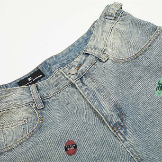 Light Blue street denim jeans pants with Grozavu logo