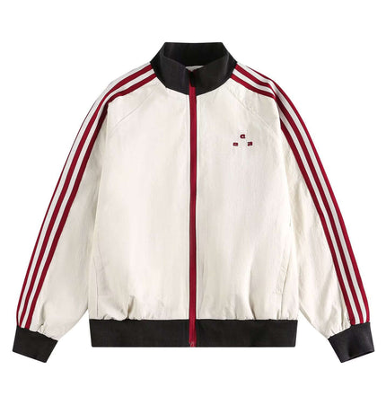 Three-Stripe Sports Jacket - Loose Fit with classic athletic style and smooth polyester fabric.