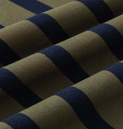 Close-up of the fabric featuring stripes for the Striped Lapel Polo Shirt design.