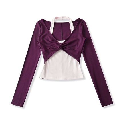 Top de manga larga con cuello colgante