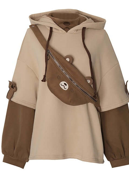 Back view of Brown graphic hoodie by Grozavu