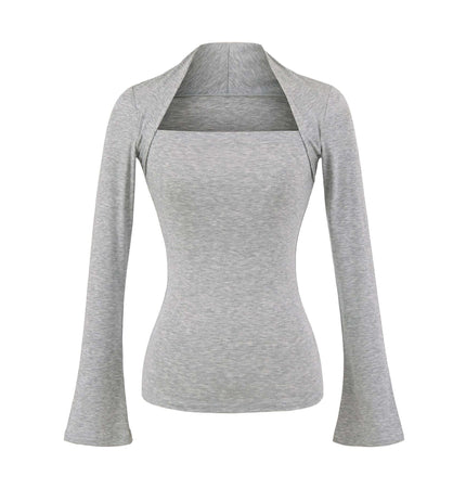 Blusa de Manga Larga con Escote Cuadrado