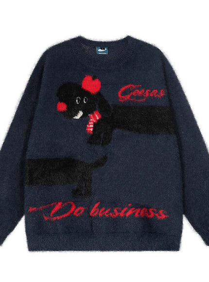 Apricot jacquard crewneck with Grozavu logo