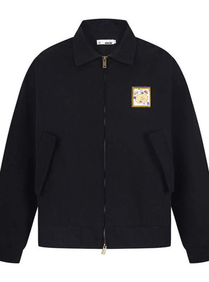 Close-up of Apricot cropped tailored jacket fabric