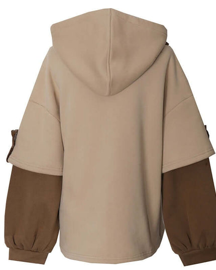 True Earth Hoodie neutral — flat lay overhead showing the full garment proportions