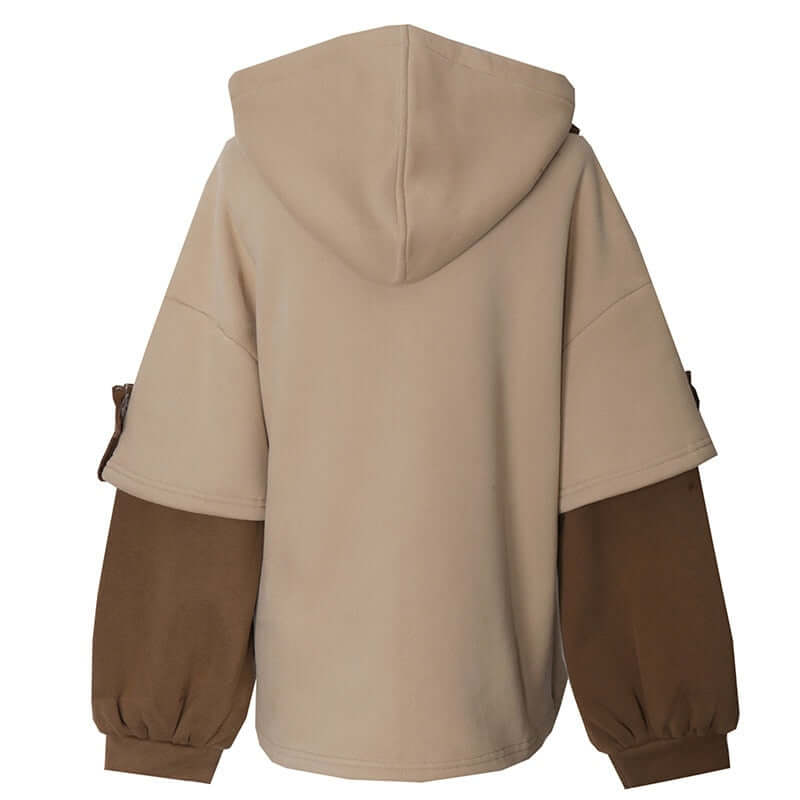 Brown graphic hoodie with Grozavu logo