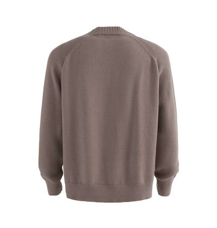 Lazy Streetwear Knit Sweater – Loose Fit, back view of comfortable unisex sweater in neutral tone.