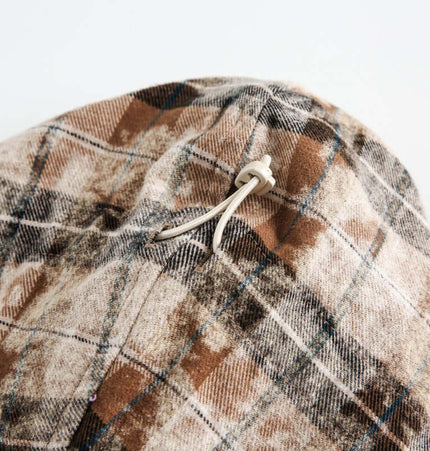 Checkered Hooded Plaid Shirt – Loose Fit close-up showing plaid fabric and adjustable hood details.