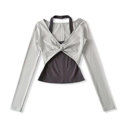 Top de manga larga con cuello colgante