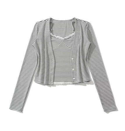 Streifen V-Ausschnitt Cardigan – Lässige Passform