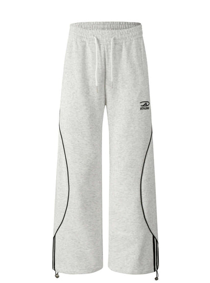 Gray striped drape wide with Grozavu logo