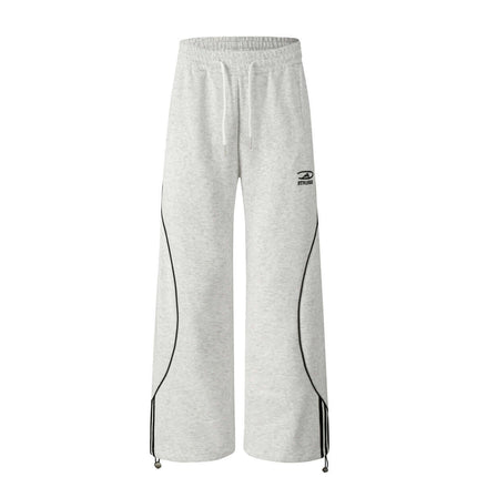 Gray striped drape wide with Grozavu logo