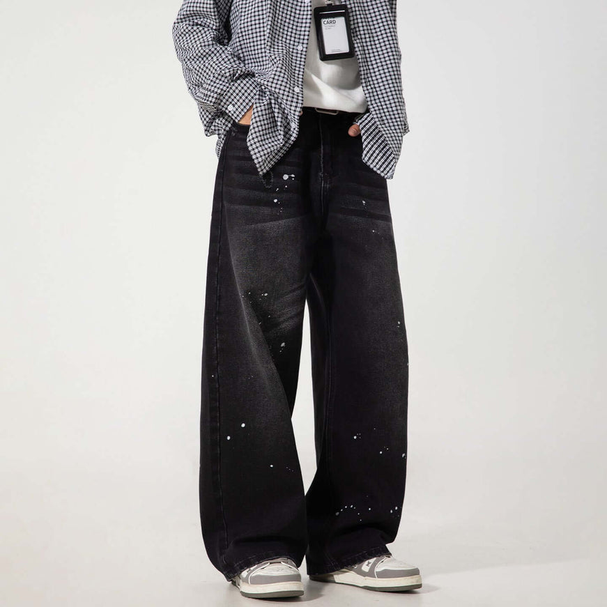 Black ripped jeans with Grozavu logo