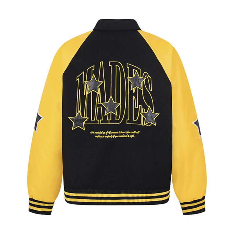 White and Black paneled spliced turn jacket with Grozavu logo