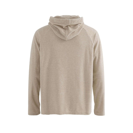 Half-Open Collar Hooded Top – Loose Fit in beige, showcasing back view and relaxed fit for casual wear.