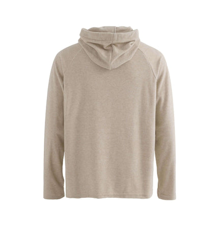 Half-Open Collar Hooded Top – Loose Fit in beige, showcasing back view and relaxed fit for casual wear.