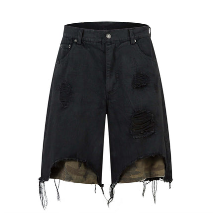 Black washed patchwork distressed unique pants with Grozavu logo