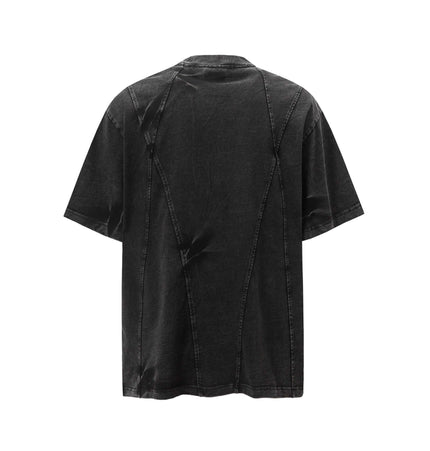 Retro Tie-Dye Spliced TShirt – Loose Fit back view showcasing the unique splicing and hip-hop style.