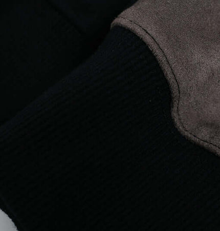 Close-up of the fabric detail on the Patchwork High Neck Hoodie – Loose Fit showcasing the unique patchwork design.