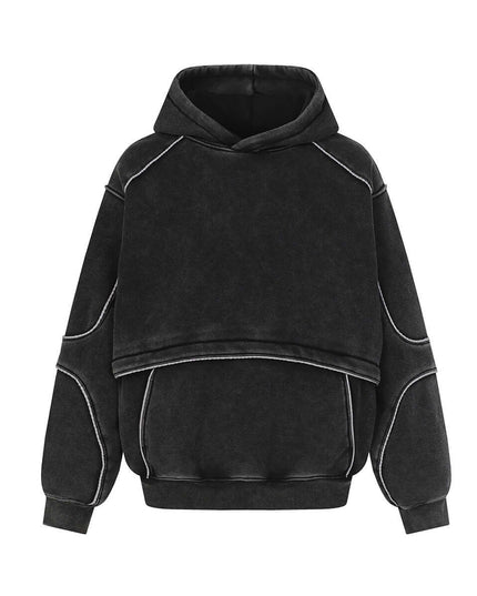 Maison Grozavu Sophisticated Quartz Hoodie in signature tone — front view showing the precise sleeve cut