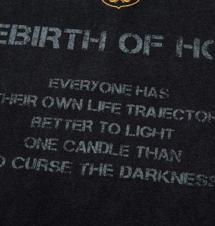 Retro Washed Badge Letter TShirt – Loose Fit with motivational quote about hope and light.