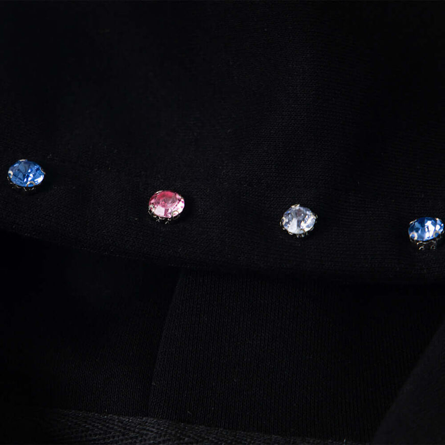 Back side view of Capital Letter Printed Hooded Jacket by Grozavu brand streetwear