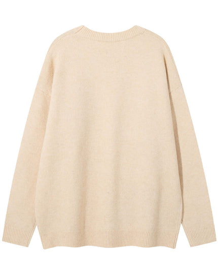 Maison Grozavu Premium Onyx Crewneck in signature tone — front view showing the precise sleeve cut