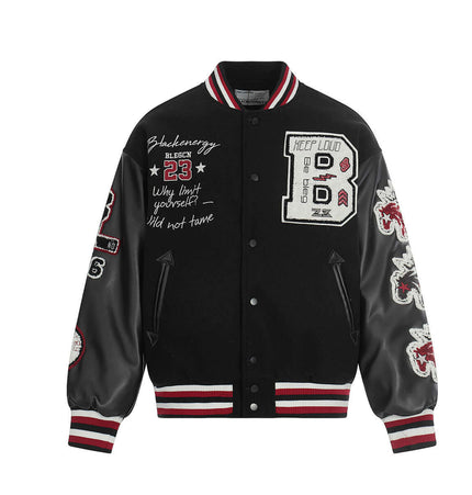 Heavy Embroidery Baseball Jacket – Thick Fit featuring bold embroidery and a stylish design, perfect for cool weather.