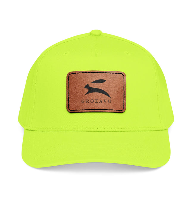 Gorra de béisbol de perfil medio con parche de cuero (rectángulo)
