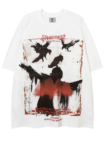 Exclusive Crow Graphic Short Sleeve urban aesthetic - Image 6