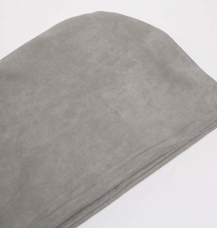 Faux Suede Print Zip-Up Hoodie – Loose Fit featuring a soft synthetic fabric in a stylish gray color.