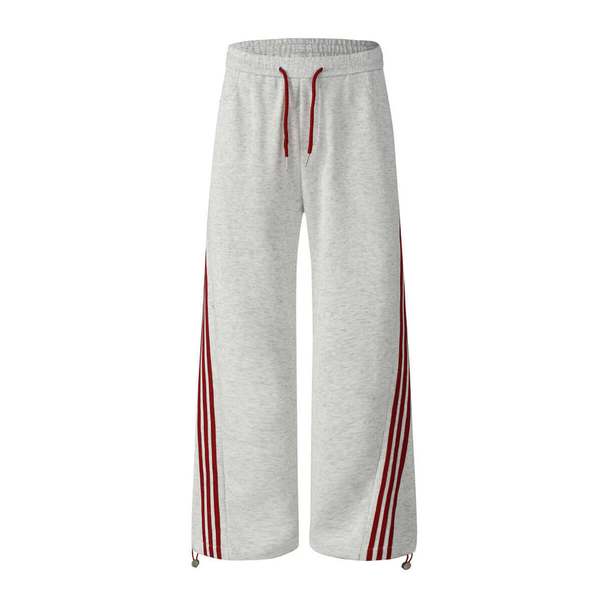 Model wearing Gray striped drape wide by Grozavu