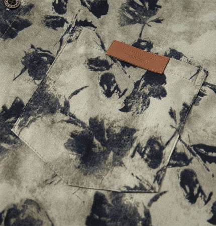 Floral Print Short Sleeve Shirt – Loose Fit close-up of floral pocket detail