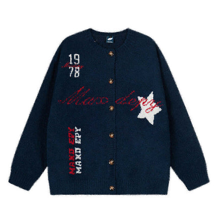 Apricot jacquard knit sweater with Grozavu logo