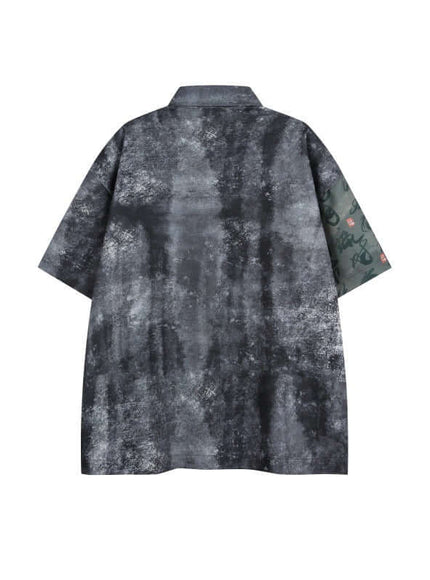 Close-up of White poetry splicing short sleeve shirts fabric