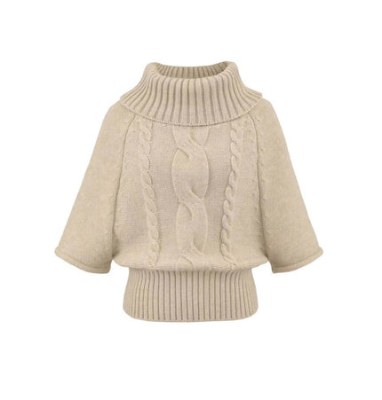 Cable Knit Cape Sweater – Loose Fit