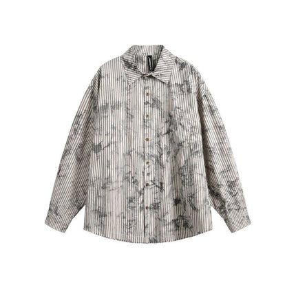 Yellow Stripes ink splattered distressed striped sleeve with Grozavu logo