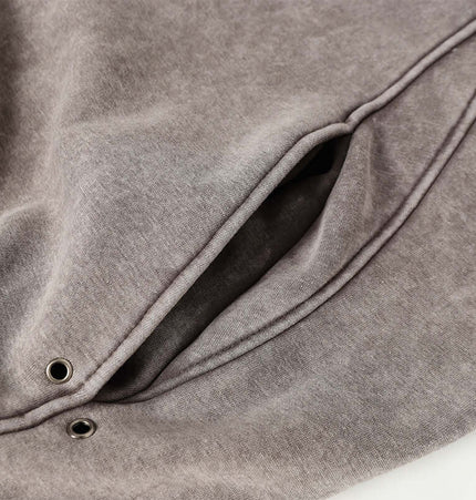 American Retro Washed Hoodie – Loose Fit pocket detail showing fabric texture and design