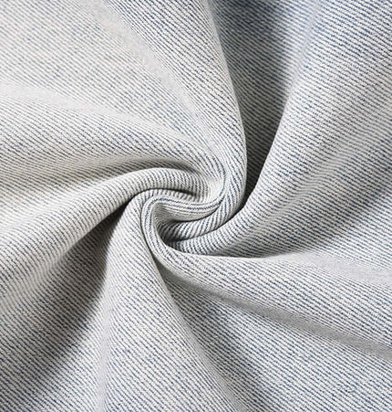 Close-up of the fabric used in Washed Micro Flared Jeans – Loose Fit, showcasing its soft texture and denim quality.