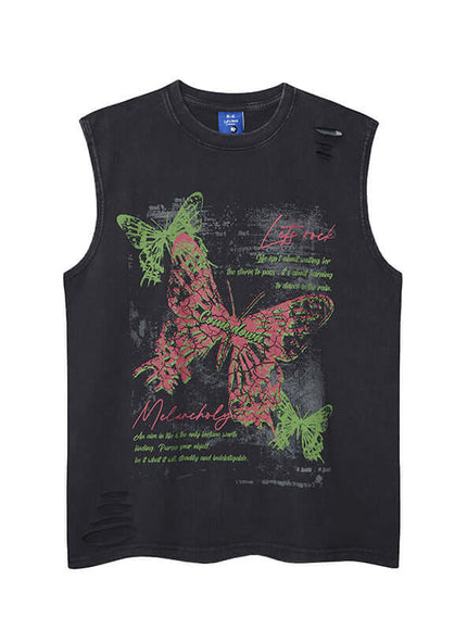 Exclusive Distressed Butterfly Print Crew Neck urban aesthetic - Image 6