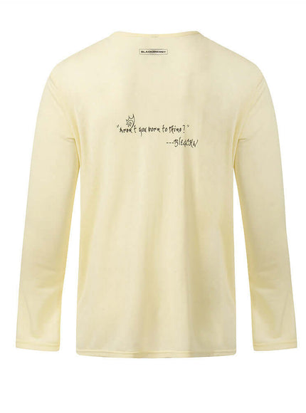 White abstract print round neck sleeve with Grozavu logo