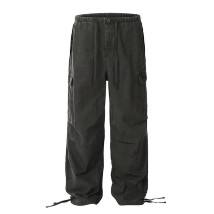Back view of Black paratrooper work pants multiple pockets by Grozavu