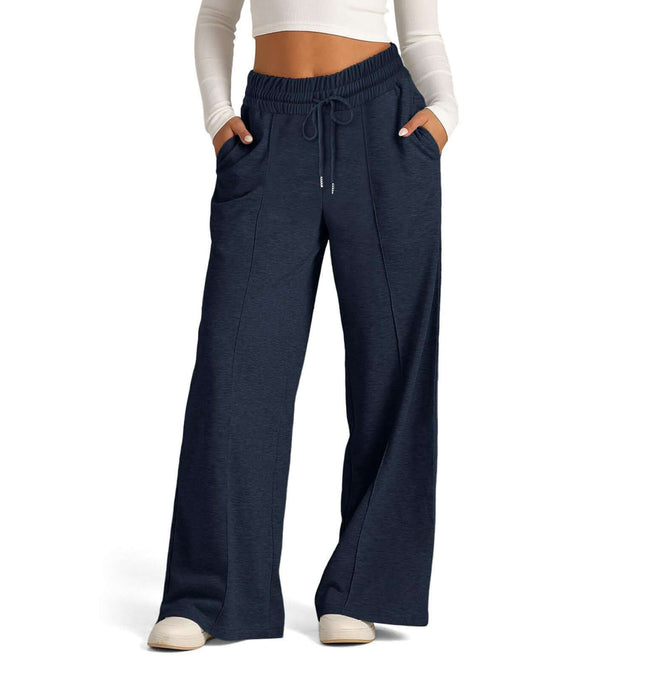 High Waist Casual Long Pants featuring a relaxed fit and pockets, perfect for everyday streetwear comfort.