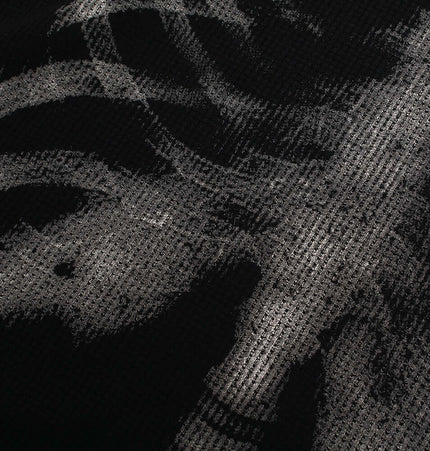 Dark Skeleton Print Hoodie – Loose Fit close-up showing striking skeleton graphic on breathable fabric.