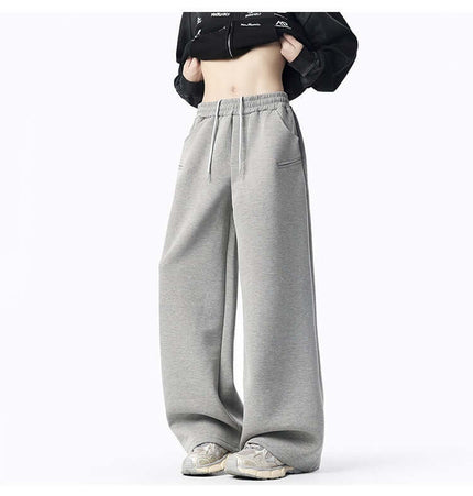 Oversized Winter Casual Long Pants in light grey, featuring a relaxed fit and elastic waistband for comfort and style.