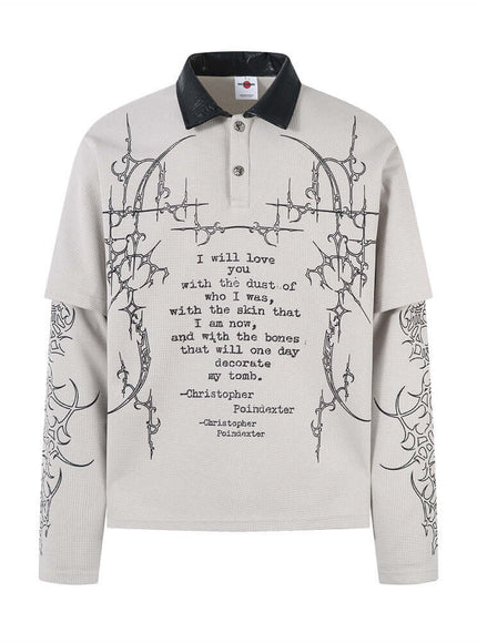 Model wearing Black jingci printed fake two splicing by Grozavu