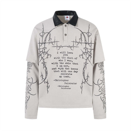 Model wearing Black jingci printed fake two splicing by Grozavu