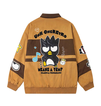 Cartoon-Stickerei Patchwork-Jacke