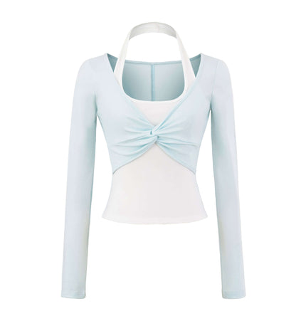 Top de manga larga con cuello colgante