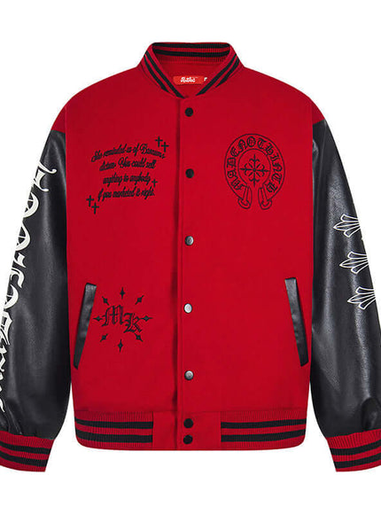 Apricot stitch baseball jacket, street coat with Grozavu logo